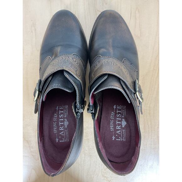 L'Artiste Spring Step Renaissance Buckle Clog Ankle Bootie Leather Size 7/EU 37 - Picture 4 of 12